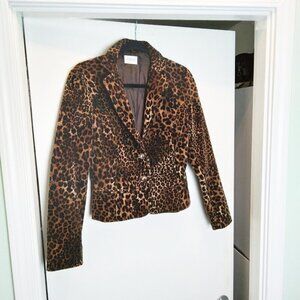 Motivi Vintage Y2K Leopard Print Velvet Fitted Blazer Sz 6